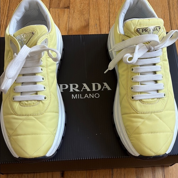 Prada Shoes - Prada⭐️ Yellow  Nylon Sneakers with White Laces, such  beauties